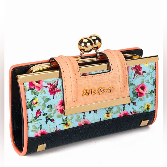 Sally Young Beautiful Women’s Large Wallet Flower Print NEW - Picture 2 of 5